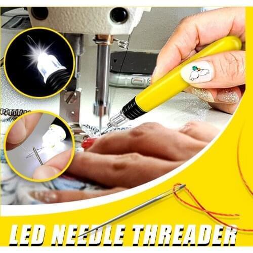 LED Lighted Needle Threader Insertion Tool Housewife Elderly Guide Sewing Device Accessories Easy Use Wire Stitch Insert Tools