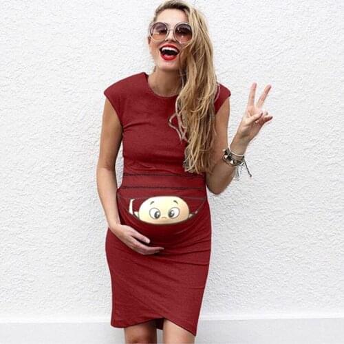 JAYCOSIN Maternity Dress 2021 Women Sleeveless Cute Cartoon Print Pregnant Maternity Props Clothes Casual Maternity Mini Dresses
