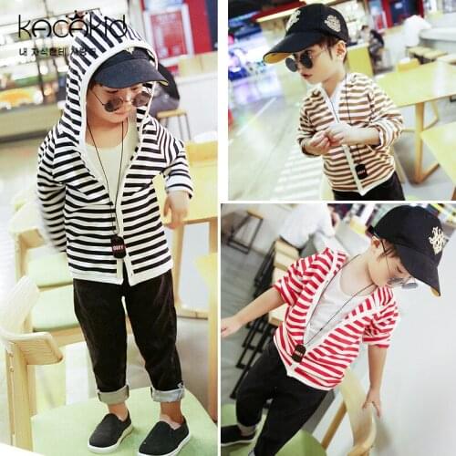 KACAKID Autumn Children Girls Boys Jacket Cotton Stripe Hooded Kids Baby Jackets Hoody Fashion Colors Striped Boys Jacket Ka3358