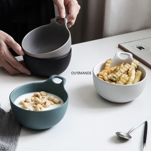 Nordic Modern Breakfast Dessert Ceramic Bowl Western Restaurant Solid Color Ceramic Tableware Dinner Soup Bowl Soup Bowl