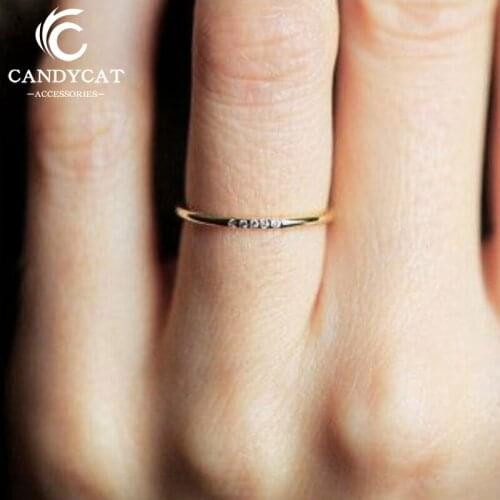 Simple Trendy Gold Silver Color Finger Ring For Woman Exquisite Rhinestone Wedding Fine Rings Bague Couple Fashion Jewelry Gifts