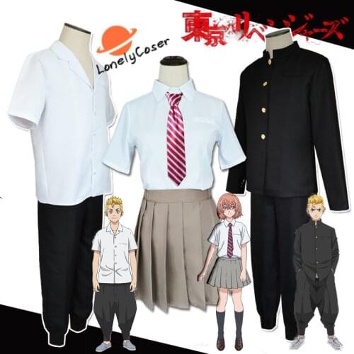 Anime Tokyo Revengers Cosplay Costume Tachibana Hinata Takemichi Hanagaki School Uniform Shirt Pants Skirt Suit Outfits