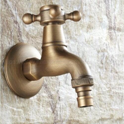 Garden Retro Style Antique Brass Finish Washing Machine Faucet Bibcocks Cold Water Tap zav102