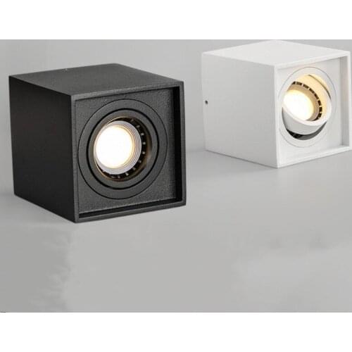 Square Surface Mounted LED Downlight with Replaceable GU10 LED Bulb 7W 10W LED Ceiling Spot Light AC85V-265V