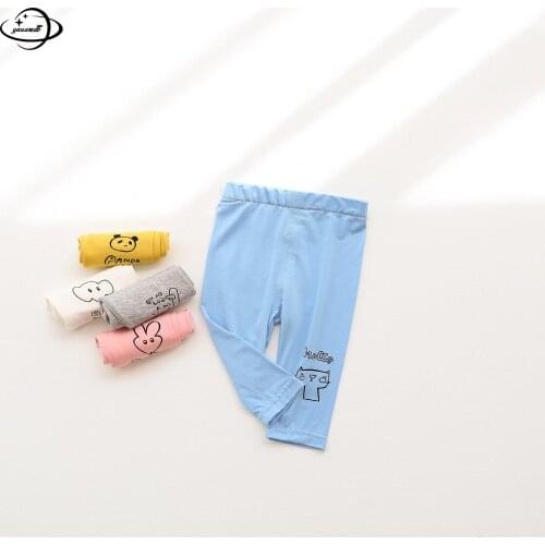 Yaumadb Soft Cotton Kids Leggings Summer Girls Trousers Clothing Calf Length Cartoon Elastic Force Childrens Clothes H16