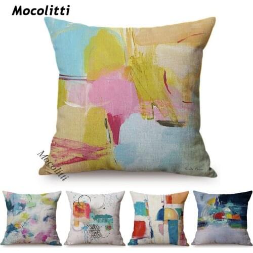 Abstract Graffiti Printed Linen Cotton Cushion Cover Geometric Art Decorative Sofa Throw Pillow Car Chair Home Decor Pillow Case