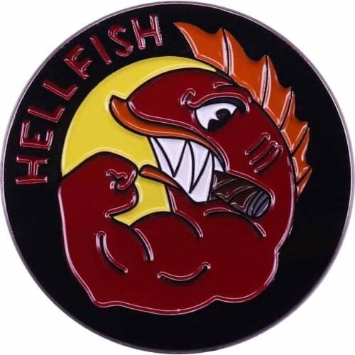 Logo of Homer Grampa Abe war squad the Hellfish pin comic Ww2 Military Insignia Jacket Bag Accessory