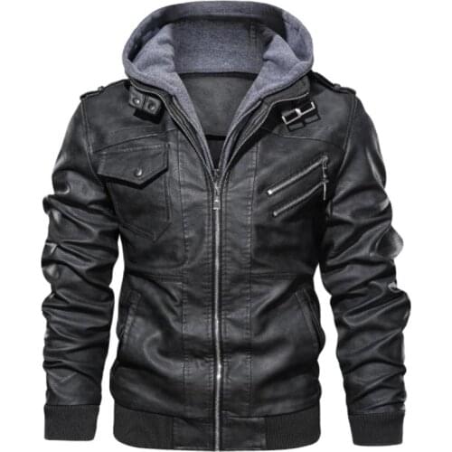 Mens Leather Jackets Winter Motorcycle Pu Biker European Windbreaker Genuine Autumn Warm Slim Male Hooded Coats Manteau Saco