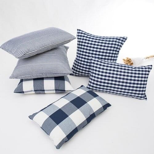 Cushion Covers Cotton and Linen Pillow Cases Plaid Print Tassels Decorative Throw Pillow Cases