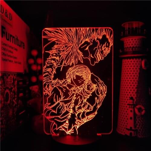 DEATH NOTE Yagami Light Ryuk Amine 3D LED Night Light Lamp USB Color Changing Table Lamp For Home Decor Kids Child Birthday Gift