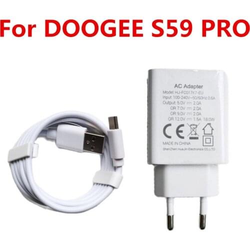 New Original DOOGEE S59 PRO EU Charger Travel Adapter Plug + Micro Type-C USB Data Line Cable