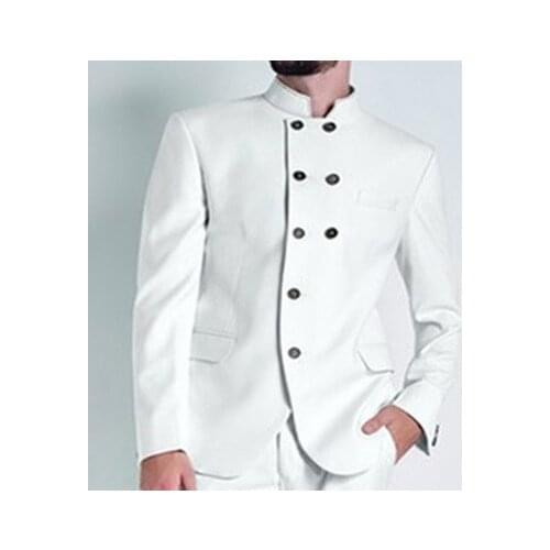 New Men Suit High Quality Jacket Blazer White Double Breasted Blazer Jacket 1 Piece