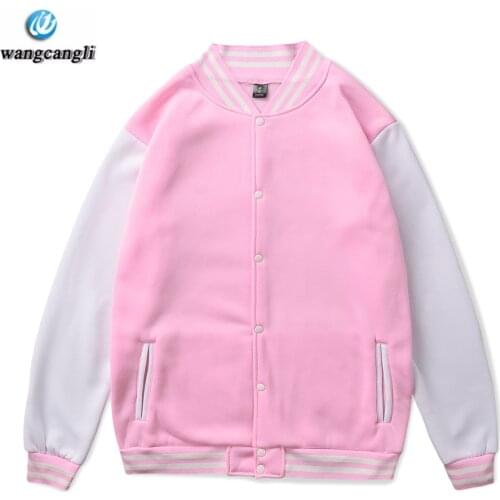 Solid Color Baseball Jackets Women Men Sweatshirt Streetswear Winter Jacket Coat Kpop College Hoodies Plus Size K-pop Clothes
