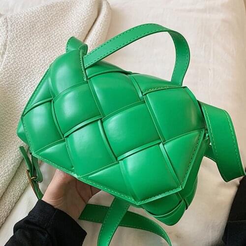 Solid Color Weave PU Leather Shoulder Crossbody Bags For Women 2021 Womens Designer Flap Handbag Female Travel Messenger Bag