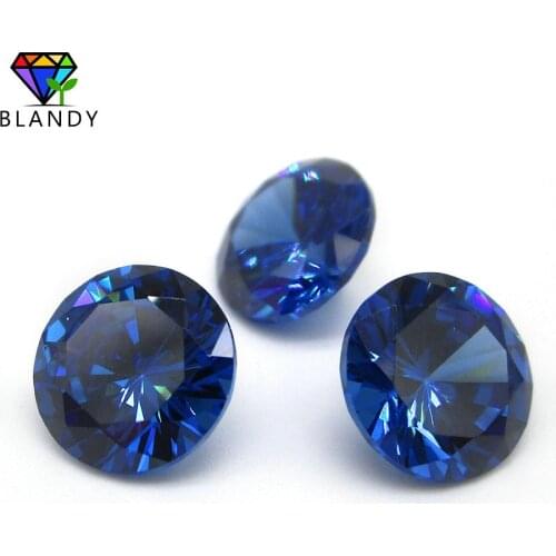 Wholesale Price 1.0~3.0mm Blue Round Shape Cubic Zirconia AAAAA Grade Brilliant Cut Dark Blue Synthetic CZ Stone For Sale
