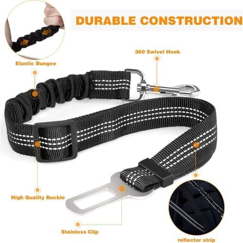 Dog Seat Belt Pitbull Puppy Vehicle Car Safety Lever Auto Traction Rope Leash Pet Supplies Reflective Nylon Retractable Elastic