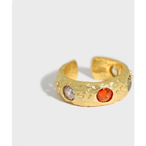 Luxury Multicolor Cubic Zircon 925 Sterling Silver Rings for Women Gold/silver Open Ring Female Rings with Stones Jewelry YRI180