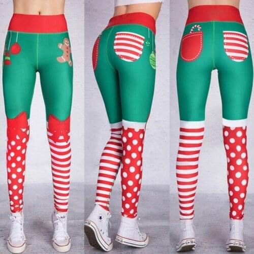 Christmas Workout Trousers Women Casual Elasticity Skinny Leggins Mujer High Waist Yoga Pants Lady Printing Stretchy leggings
