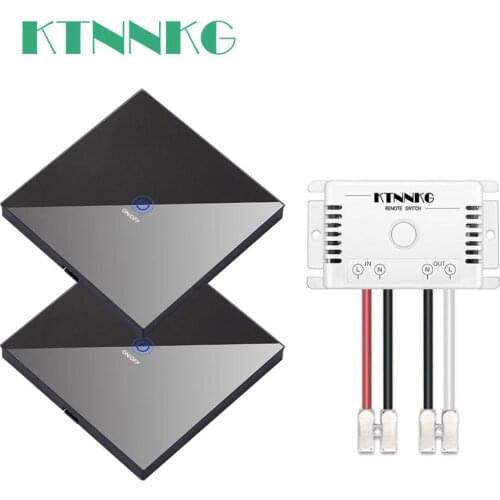 KTNNKG 433MHz Smart Home Touch Button Switch Wireless Remote Controller Light Glass Wall Panels AC 110V 220V Receiver Lamp Bulb