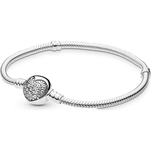 Sparkling Heart Bracelet New 100% 925 Sterling Silver Sparkling Heart Bracelet Fit European Charms Diy Jewelry