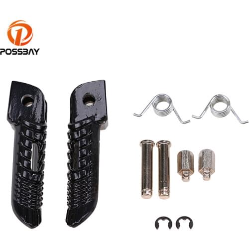 POSSBAY Aluminum Black/Chrome Vintage Motorcycle Footrests Dirt Bike Foot Rest Motorbike Pedals For Suzuki GSXR 1000 2001-2014