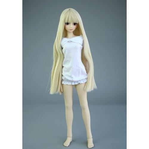 [wamami] T02# Flaxen/Blonde Neat Bang Straight Long Wig SD DZ 1/3 BJD Doll Dollfie 8-9"