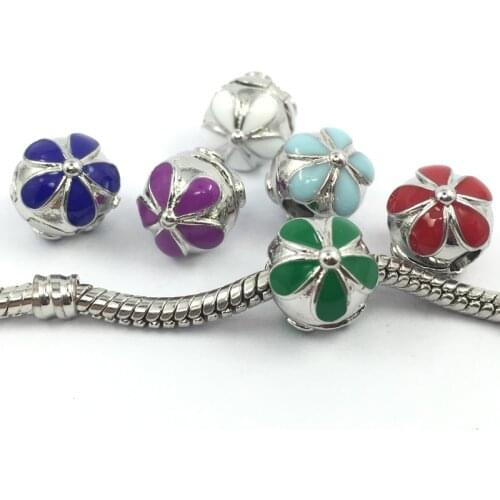 Flower Clips Locks Beads Dasies Stopper Charm European Beads Fit Charms Bracelets & Bangles Necklace