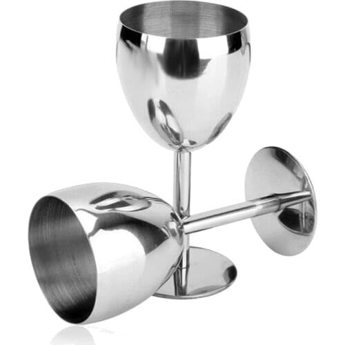 2 Pcs 180Ml Stainless Steel Red Wine Glasses Drinking Whisky Vodka Champagne Beer Goblet Mug for Party Wedding Bar Cup