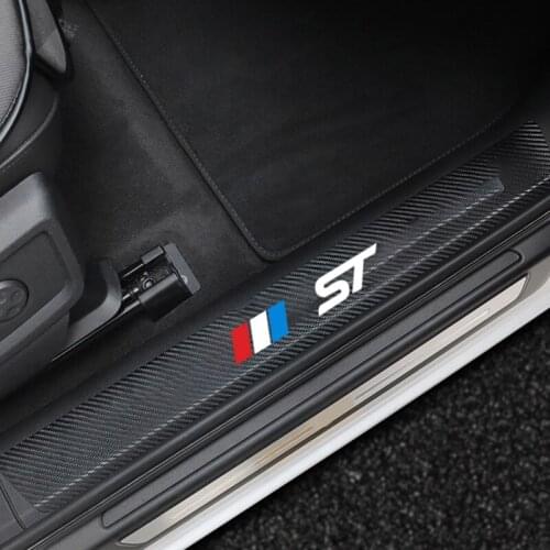 4pcs Carbon Fiber Door Sill Protector Leather Vinyl Stickers For Ford focus ST 2013 2014 2015 2009 2018 2019 Car Accessories