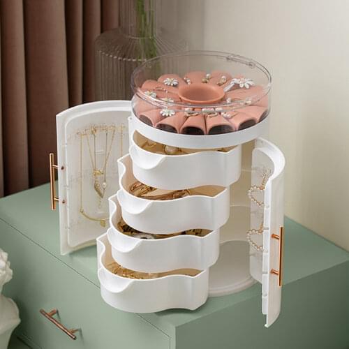 5-layer Jewelry Storage Box Transparent Cosmetic Organizer Multifunction Earrings Necklace Display Rack Desktop Storage Box