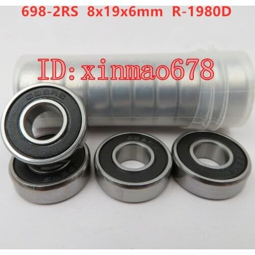50pcs/100pcs miniature ball bearings 698-2RS 8*19*6 mm R-1980D rubber seal deep groove ball bearing 698RS 8mmx19mmx6mm
