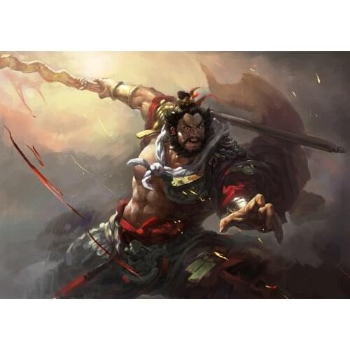 5D DIY Poured Glue Diamond Painting Kits Scalloped Edge Zhang Fei Three-Kingdoms General Soft Cavas Home Wall Decor Unique Gift