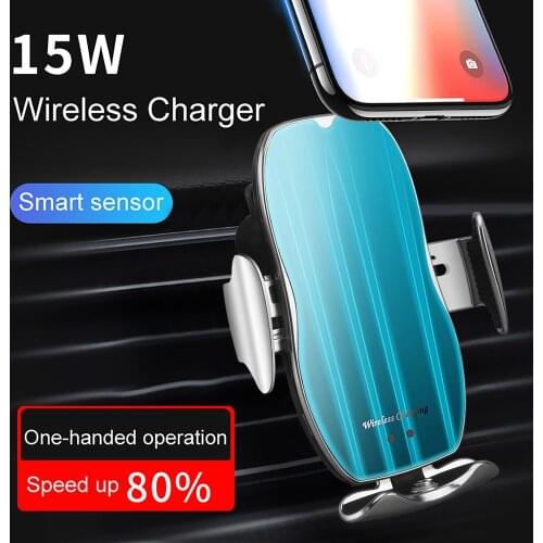 Automatic 15W Fast Car Wireless Charger for Samsung S20 S10 iPhone 12 11 XS XR 8 Magnetic USB Infrared Sensor Phone Holder Mount