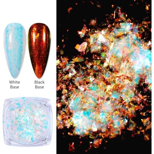 Crystal Fire Opal Nail Sequins Holographics UV Gel Polish Glitter DIY Flakes Chrome Powder for Nails Manicuring Paillettes