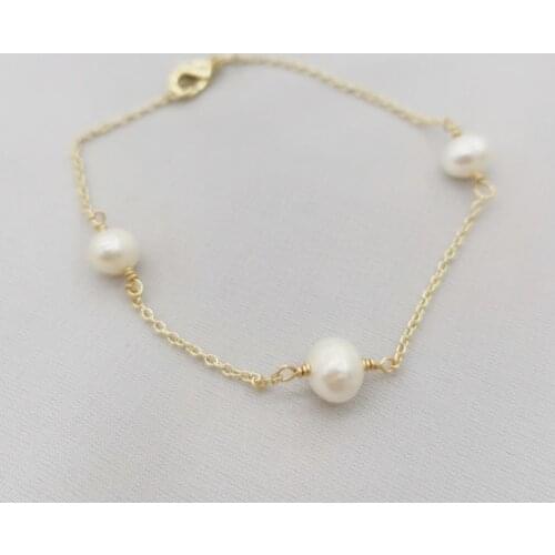14K Gold Filled Bracelet Handmade Pearl Jewelry Natural Freshwater Pearl Bracelet Boho Charms Vintage Pulsera Mujer For Women