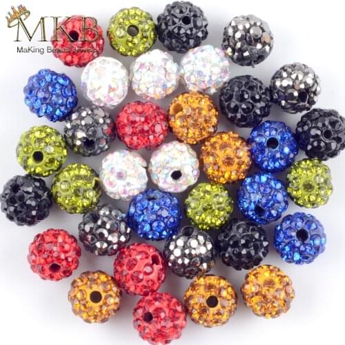 10PCS Variety Color Pave Disco Bll Beads for Jewelry Making Clay Rhinestone Crystal Spacer Beads Fit Bracelet Accessories Perlen