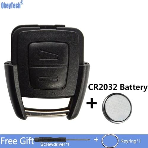 OkeyTech 2 Buttons Remote Car Key Shell for Vauxhall Opel Astra Zafira Omega Vectra Auto Key Case Fob With CR2032 Battery