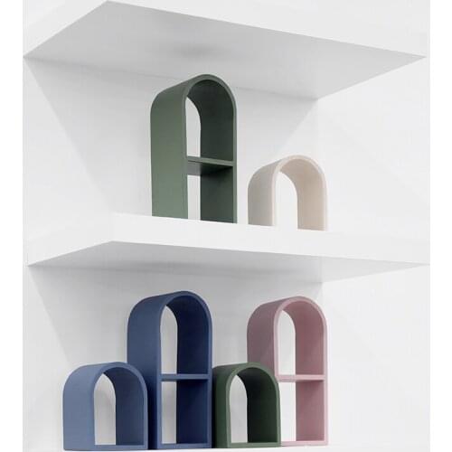 Wood Arch Type Table Storage Decoration Morandi Color Two Tier Food Display Shelf Candle Makeup Holder Home Decoration