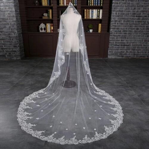 2019 Elegant Wedding Veil Lace One Layer 3*1.5M Cathedral Long Veils Wedding Veils Without Comb Wedding Accessories Bridal Veils