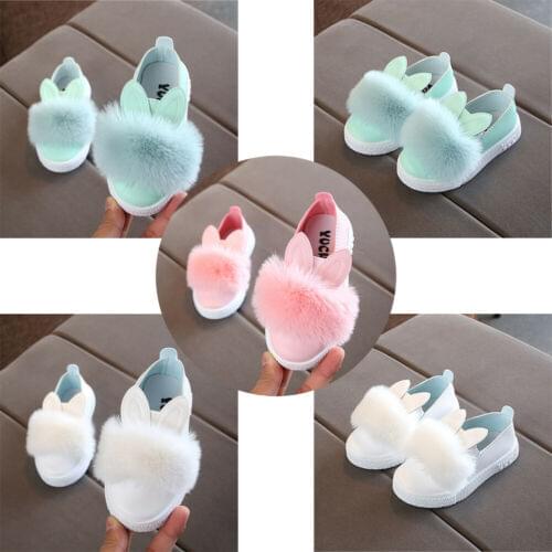 Focusnorm Princess Infant Kid Baby Girls Rabbit Anti-slip Soft Sole Baby Shoes Fluffy