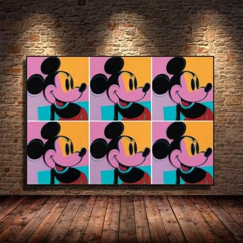 Disney Mickey Mouse Head Portrait Paintings on The Wall Art Posters and Prints Street Art Mickey Pictures Kids Room Cuadros