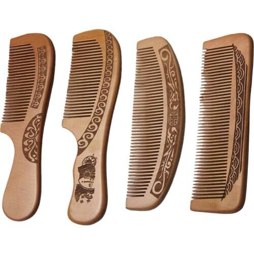 Natural Wooden Peach Hair Combs Anti-Static Detangling Comb for Hair Care