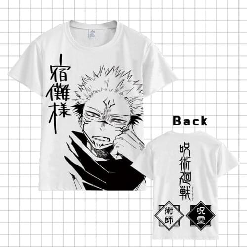 Harajuku Anime Jujutsu Kaisen Printed Unisex Short Sleeve T shirt Cool Cartoon Mens Casual T-shirt Male Streetwear Tops