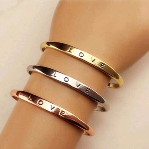 KISSWIFE 3 Colors Gold Love Letter Bracelets Simple Europe Style Zinc Alloy Bracelets For Women Bangles Jewelry Gifts Drop Shipp