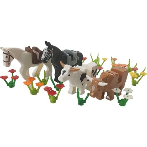 MOC Animals War Horse Cow Figures Single Sale Model Building Blocks Toys for Children DIY Bricks Animals Kids Gifts Toy