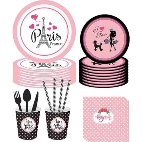 Happy Birthday Party For Fashion Girl Paper Plates Cups Banner Supplies Disposable Tableware Birthday Decoration nn7