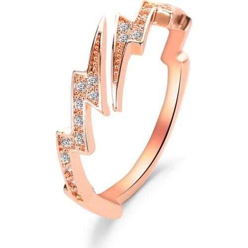 WANGAIYAO fashion jewelry creative irregular geometric zircon lightning open ring ring jewelry female