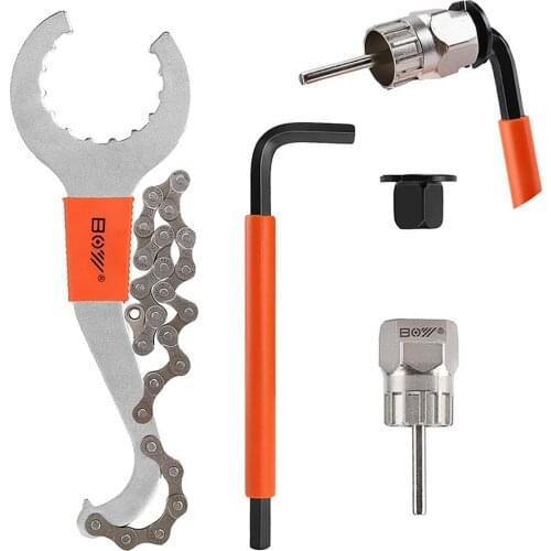Bicycle Repair Tool Kits Carbon Steel Durable Bike Bottom Shaft Removal Tool Chain Cutter Flywheel Remover Crank Puller Wrench