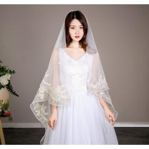 New Style Ivory Tulle with Gold Applique Wedding Veil 3m*1.5m Long Bridal Veils Wedding Accessories