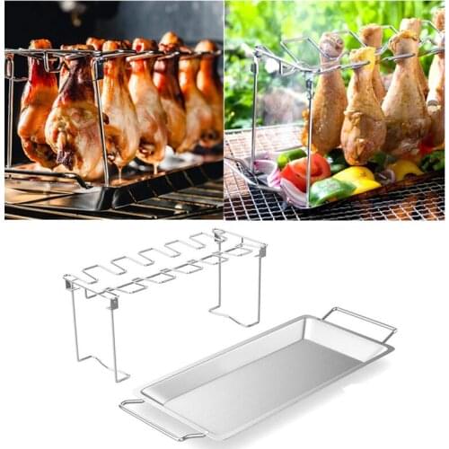 Chicken leg stand Folding stainless steel chicken Holder drumstick barbecue grill Roasting For BBQ chicken Non Stick drum rack